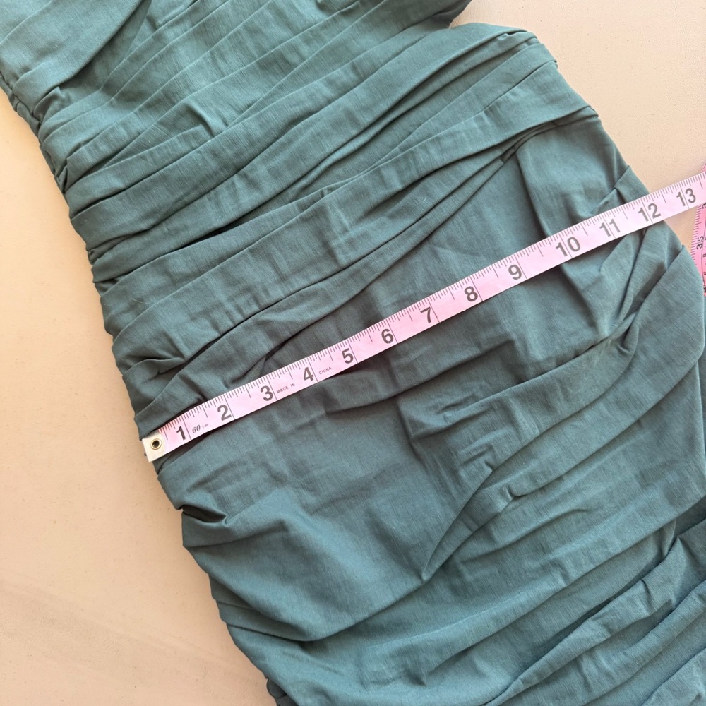 Zara‎ Asymmetrical Dress Womens Sm Teal Green Bodycon Cocktail Date Linen Party - Picture 6 of 10